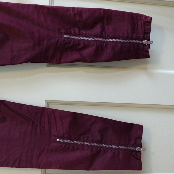 Women's 7 for all mankind zipper  burgundy cropped skinny 24 - Picture 10 of 10